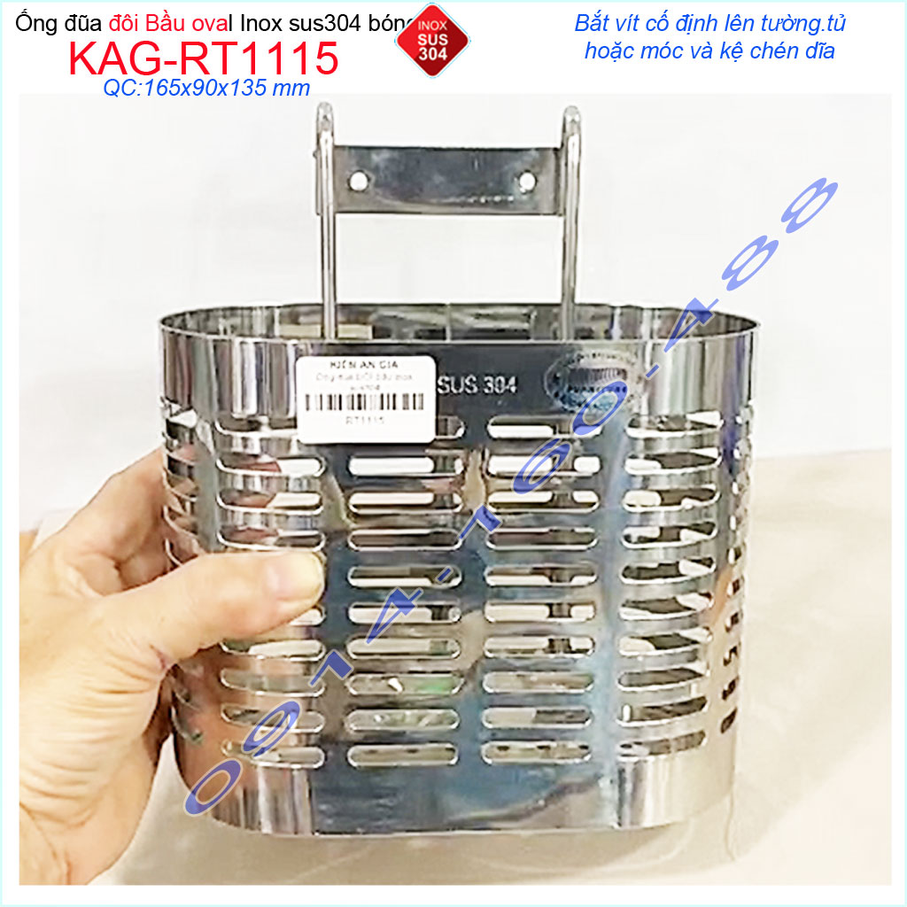 [HCM]Ống đũa đôi bầu KAG-RT1115, ống đựng đũa nhà bếp inox dập khuôn SUS304 sáng bóng thiết kế đẹp siêu bền sử dụng tốt