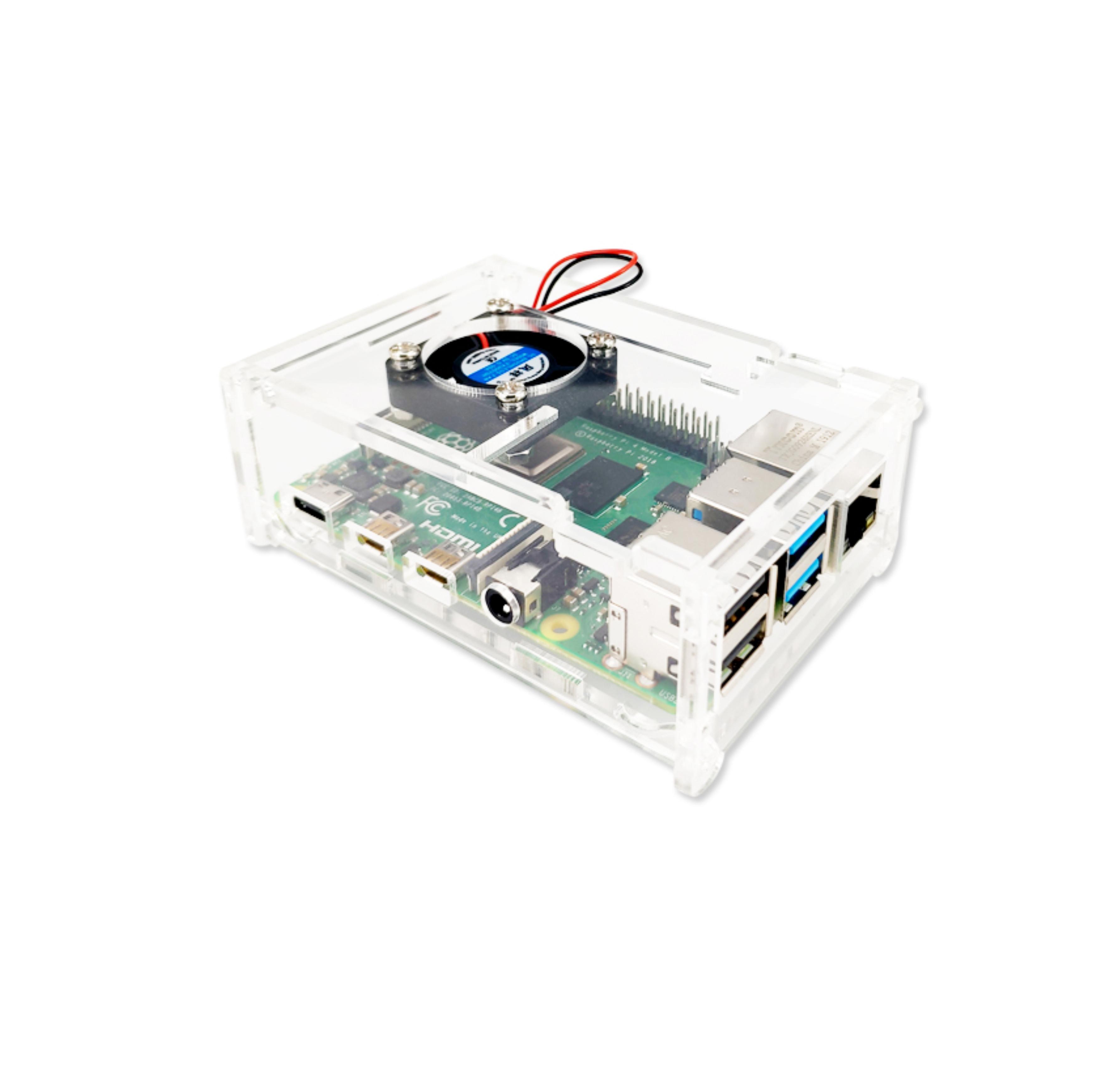 Vỏ Case Mica Cho Raspberry Pi 4 V1 Kèm Quạt tản nhiệt