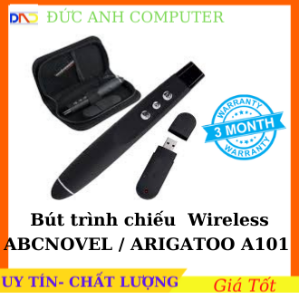 Bút trình chiếu slide laser không dây wireless abcnovel / arigatoo a101 , tặng hộp da đựng bút xịn