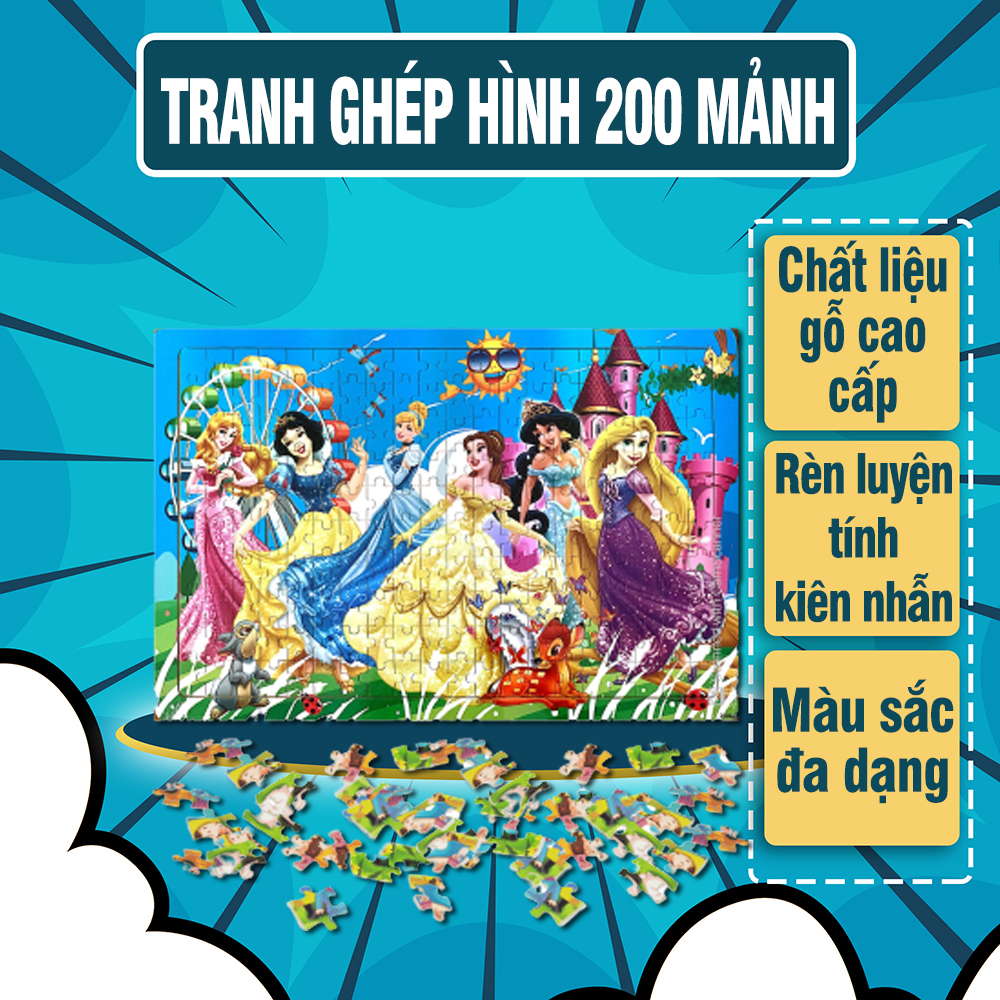Tranh ghép hình 200 mảnh - Chất liệu gỗ cao cấp, nhiều hình lựa chọn - Tranh ghép gỗ, ghép hình gỗ, tranh xếp hình, bộ xếp hình, tranh ghep hinh cho be, bo do choi xep hinh, tranh ghep hinh 200 mieng, Đồ chơi giá rẻ - Luna Baby