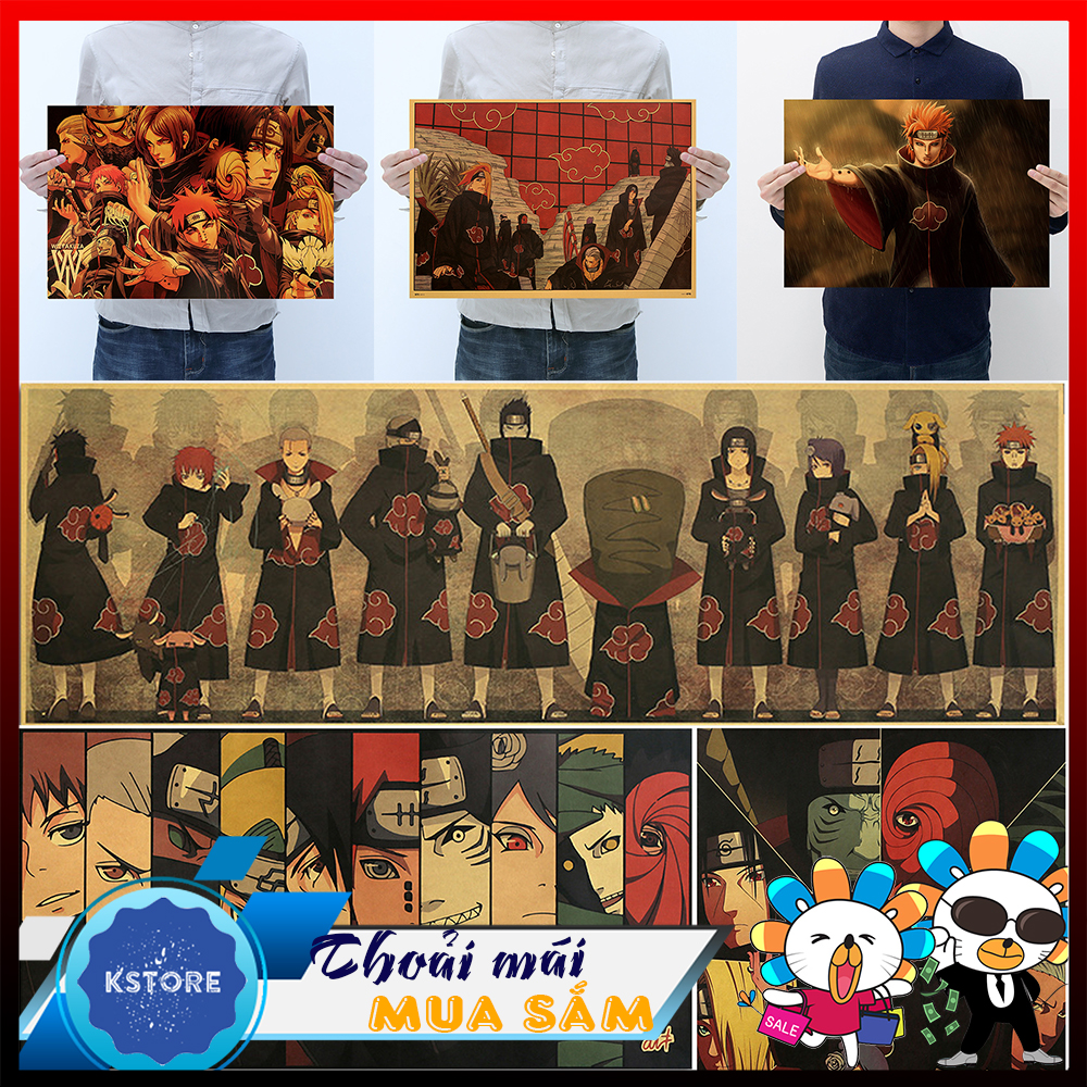 Tranh naruto họa tiết các nhân vật akatsuki - Áp phích trang trí - decor decan trang trí góc học tập - KSTORE