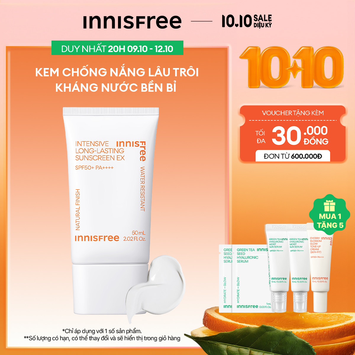 Kem chống nắng lâu trôi INNISFREE Intensive Long Lasting Sunscreen Ex 60ml