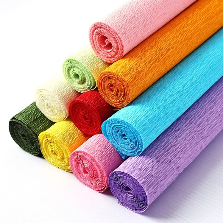 Cuộn giấy nhún giấy nhăn làm hoa giấy đủ màu sắc size 50cm x 2m5