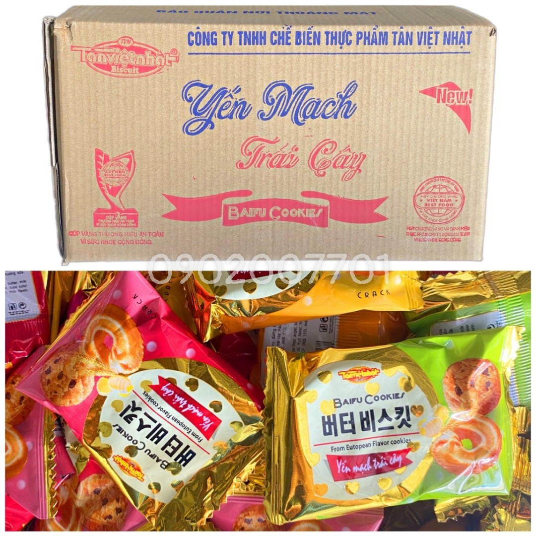 1kg bánh quy yến mạch trái cây tân việt nhật -đồ ăn vặt-tết -bánh mứt tết- tết- sản phẩm tết - tết 2023-tết quý mão -quà tết
