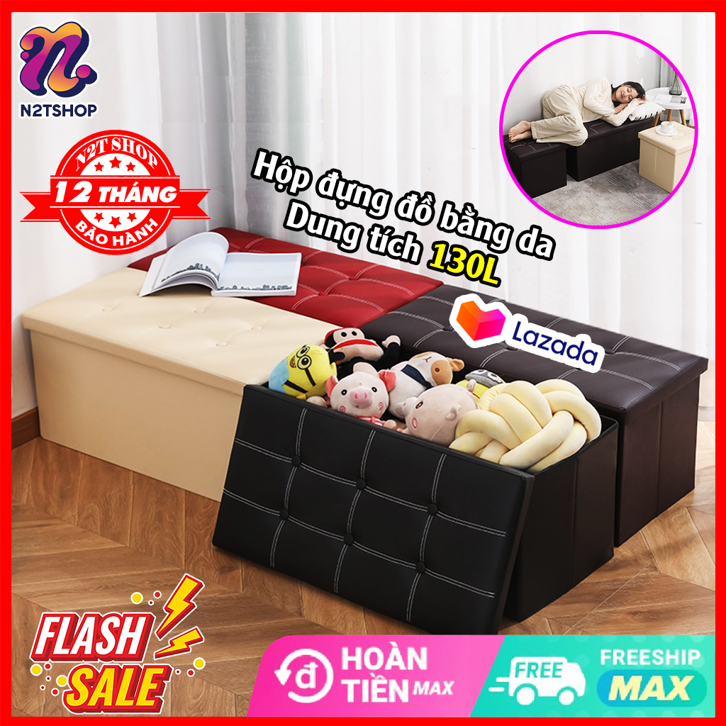 Ghế hộp có ngăn chứa đồ tiện dụng, Đôn ghế - Hộp đựng đồ kiêm ghế ngồi vải, chất vải Oxford 600D cao cấp.