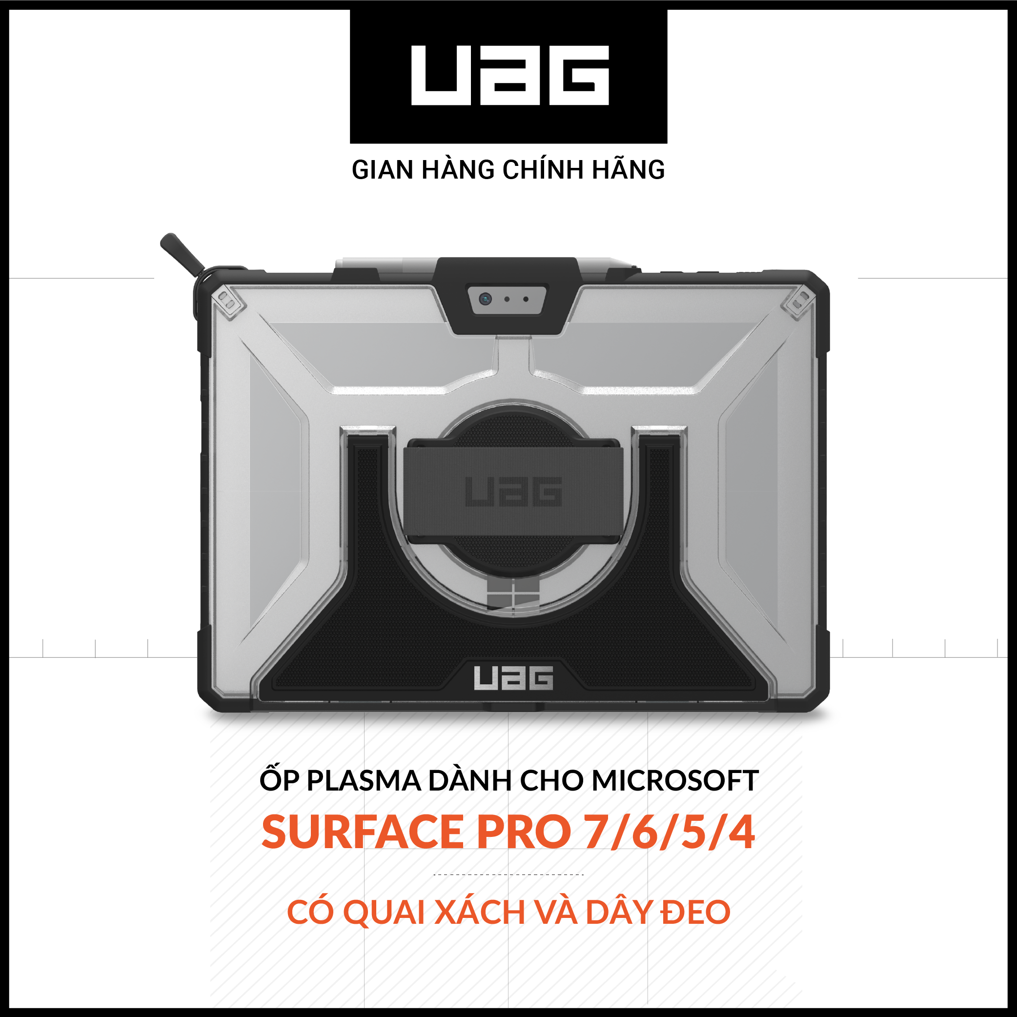 Ốp uag plasma cho microsoft surface pro 7/6/5/4 có quai xách và dây đeo