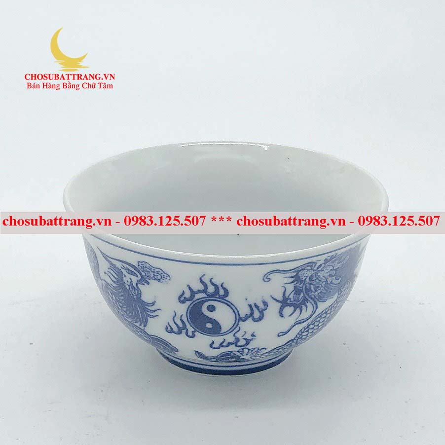 Bát cúng thờ men xanh lam - đồ thờ cúng