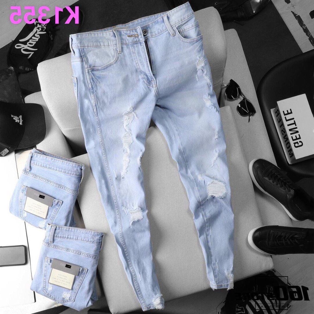 Quần jean nam xanh sáng chất jean co giãn thời trang kiểu dáng trẻ trung