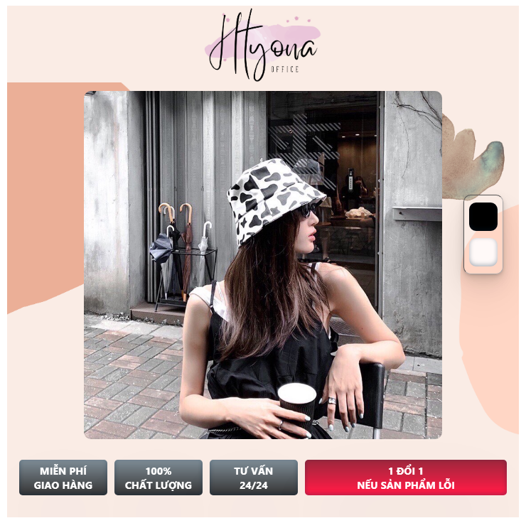 Mũ Tai Bèo - Nón Bucket bò sữa 2 lớp