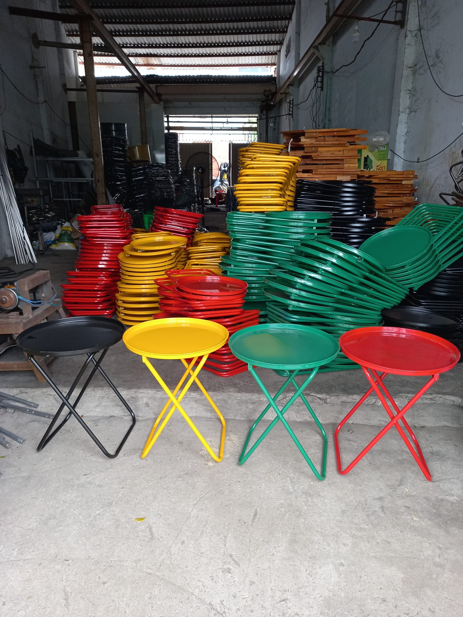 GHẾ XẾP INOX LƯNG THẤPLƯNG CAO VÃI DÙ VÀ BÀN TRÀ CHANH ĐỦ MÀU