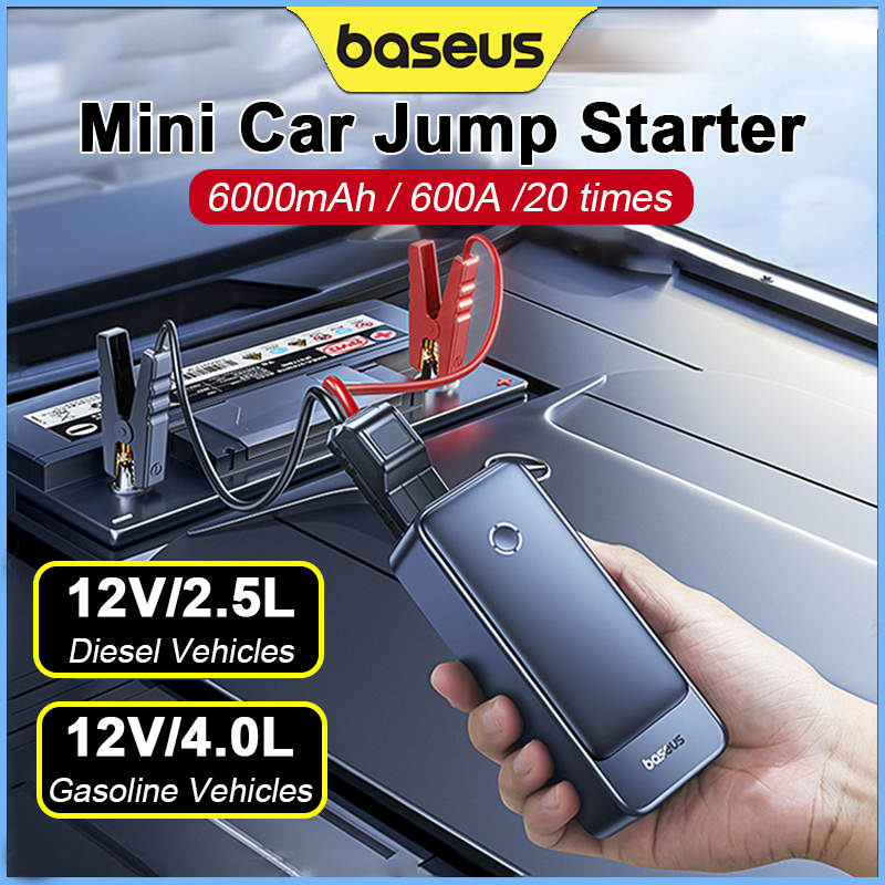 Baseus Car Jump Starter 600A Bộ khởi động xe 6000mAh Sạc điện dùng trên xe hơi cho tự động ngân hàng năng lượng khẩn cấp Booster bắt đầu thiết bị xe nhảy bắt đầu