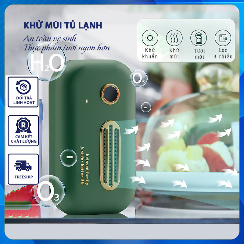 Máy khử mùi tủ lạnh, Máy lọc không khí mini khử mùi tiệt trùng oto/Tủ quần áo/Tủ lạnh tích hợp công nghệ Ozone