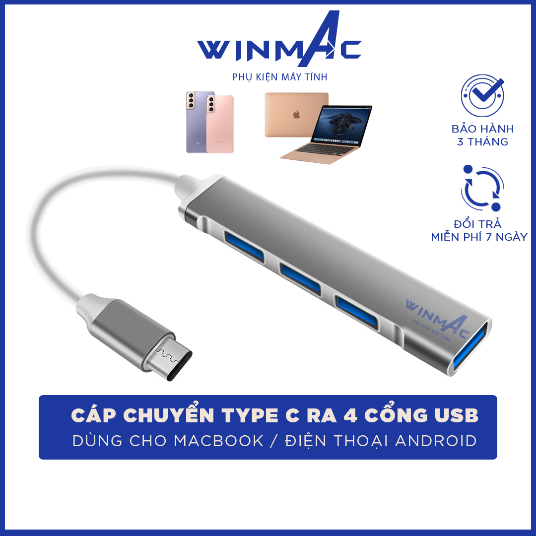Hub Chuyển Đổi Macbook Type C sang 4 cổng USB - Winmac