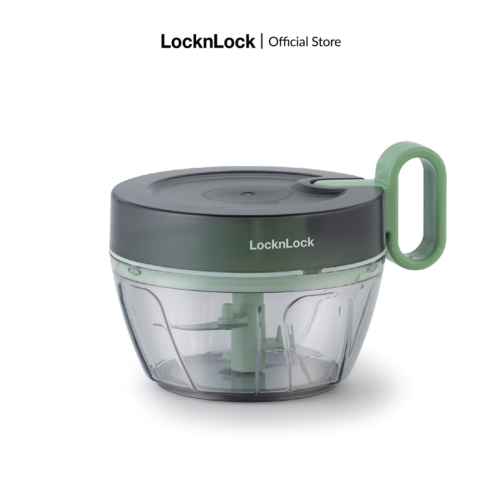 Dụng cụ xay tỏi ớt băm rau củ quả bằng tay Ring Pull Chopper LocknLock CKS312GRN 400ml – Màu xanh lá - 2 lưỡi inox siêu bén