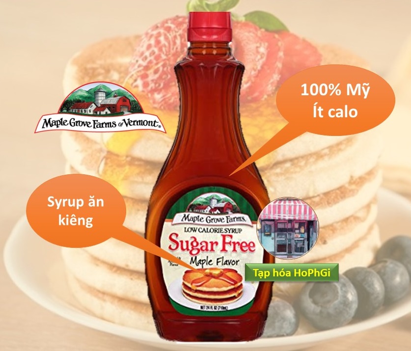 Syrup Ăn Kiêng không đường calo thấp - Sản phẩm Healthy - Maple Grove Farms - Chai lớn 710ml - Mỹ
