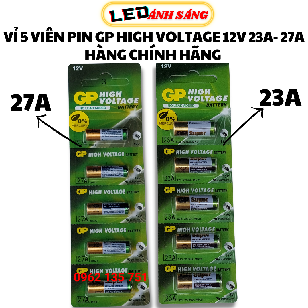 Vỉ 5 viên pin gp 12v 23a - 27a hàng chính hãng