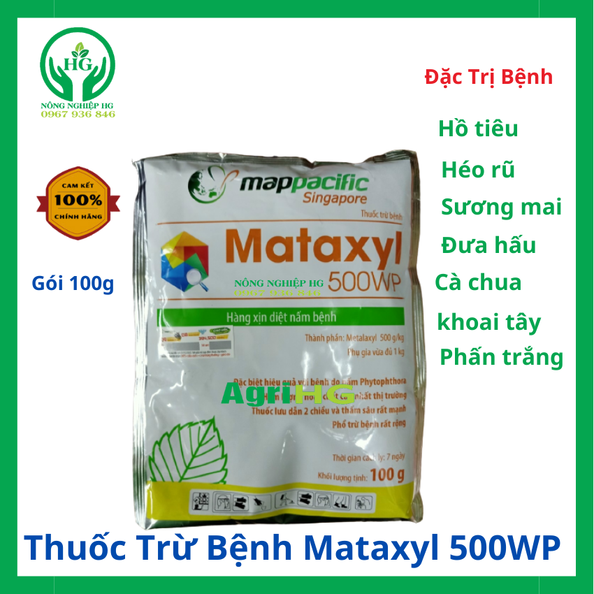 Thuốc trừ bệnh Mataxyl 500WPGói 100g Nhãn Cam,Thuốc trừ nấm bệnh hàng cao cấp hoạt chất Metalaxyl cao nhất thị trường ( Vật Tư Nông Nghiệp  HG