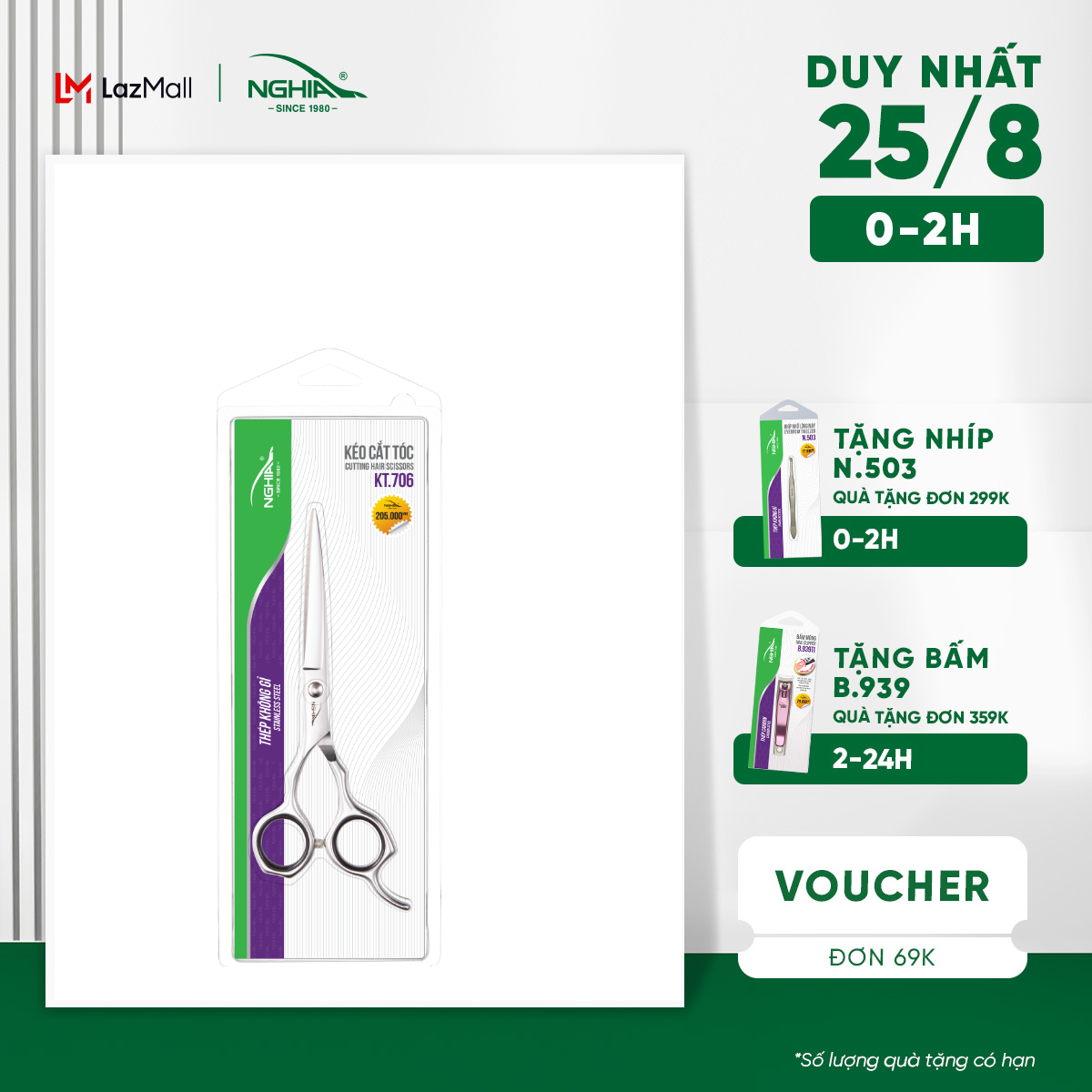 Kéo Cắt Tóc Thép Không Gỉ Cao Cấp KỀM NGHĨA KT.706 15cm (Lưỡi dài)