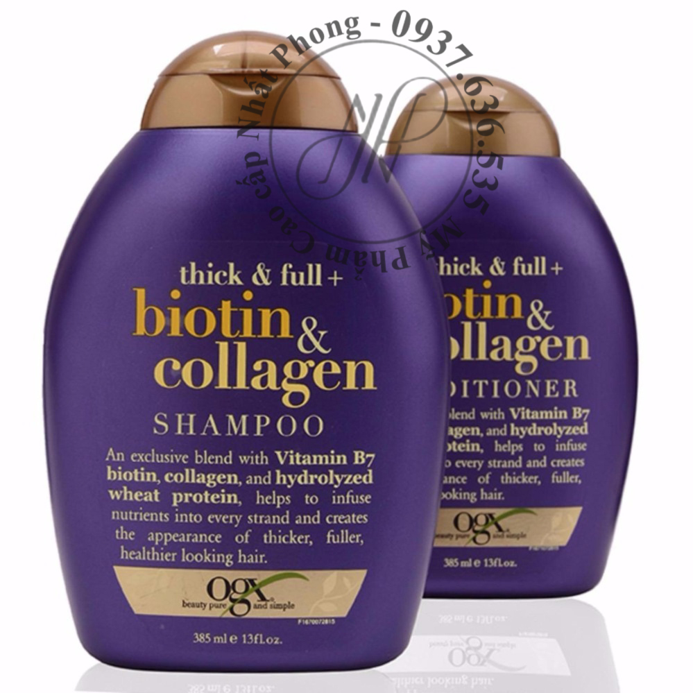 Combo bộ dầu gội và xả chống rụng và kích thích mọc tóc Thick & FullOrganix Biotin &Collagen