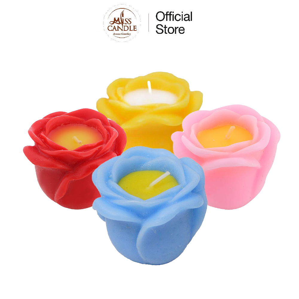 Nến thơm Miss Candle MIC5258 hình hoa hồng - nhiều màu sắc tùy chọn dùng trang trí cho không gian lãng mạn