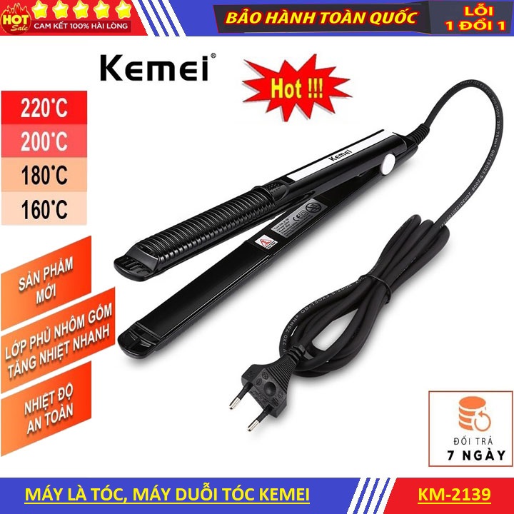 Máy ép tóc - Máy duỗi tóc - Máy làm tóc - Máy là tóc cao cấp 5 mức điều chỉnh nhiệt thỏa sức cho bạn tạo các kiểu tóc - Máy ép tóc Kemei 2139 Cao Cấp