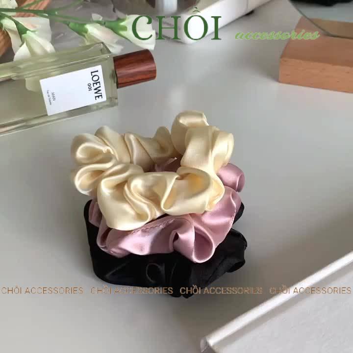 Buộc tóc vải, scrunchies vải lụa satin cao cấp - Y014