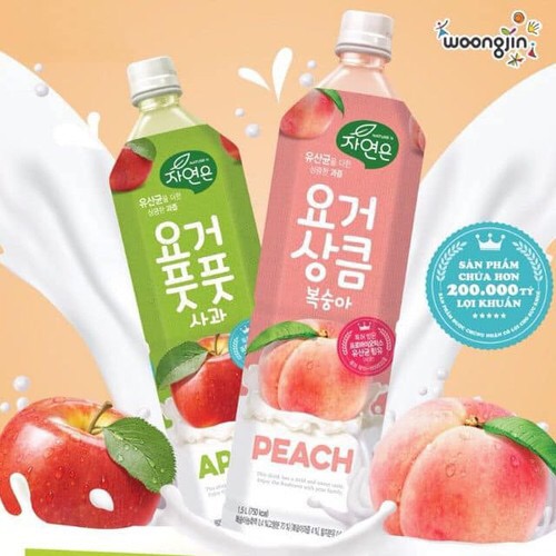 Nước ép trái cây lợi khuẩn Woongjing Vị táo Và Vị đào 1.5L
