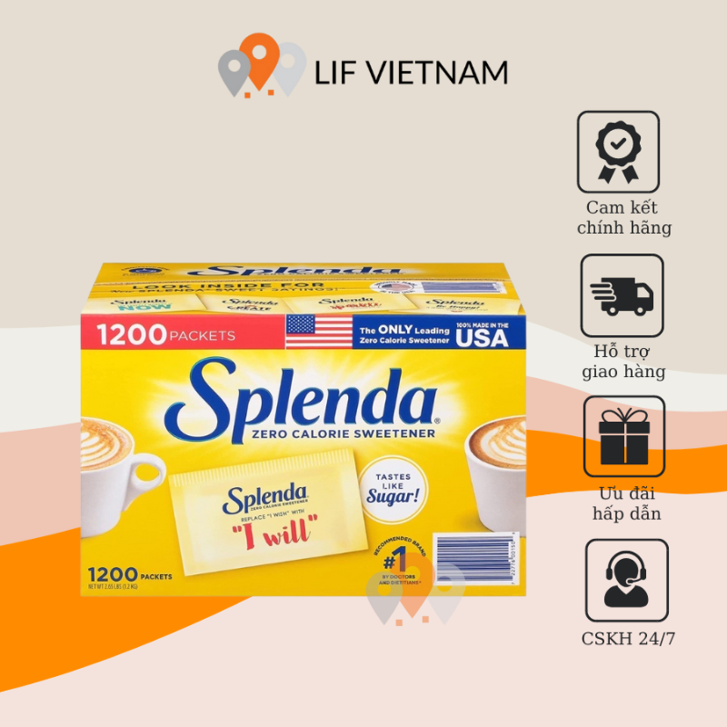 Đường ăn kiêng Splenda No Calories Sweetener - Hàng Mỹ - 100 gói