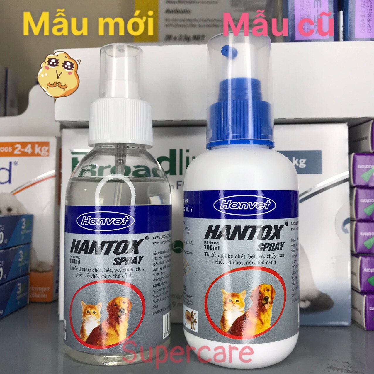 [Hoàn tiền 10%] [CÓ HỎA TỐC] Hantox Spray 100ml - Xịt Ve Bọ Chét Ghẻ Chó Mèo