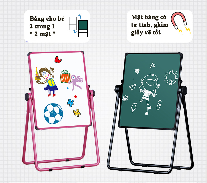 Bảng học EDU đa năng , bảng viết bảng tự xóa bảng vẽ tranh cho trẻ em gấp gọn , Bảng vẽ flipchart cho bé