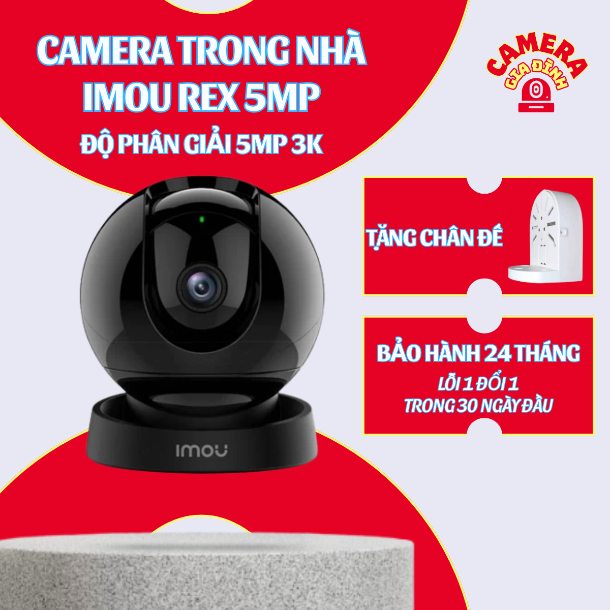 Rex 5mp | camera imou rex 5mp, xoay 360 độ, nhận diện người, đàm thoại 2 chiều, chế độ tuần tra