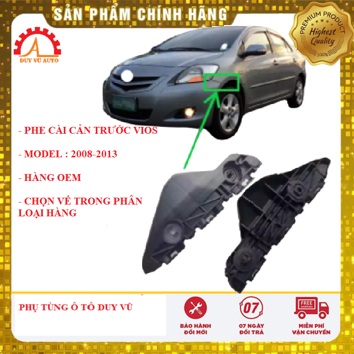 Phe cài cản trước toyota vios đời 2008, 2009, 2010, 2011, 2012, 2013