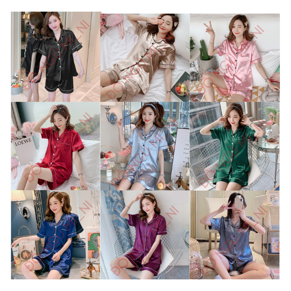Bộ đồ pijama lụa latin đùi giá rẻ, đồ bộ nữ cộc tay + quần đùi mềm, đồ ngủ nữ mặc nhà thoáng mát