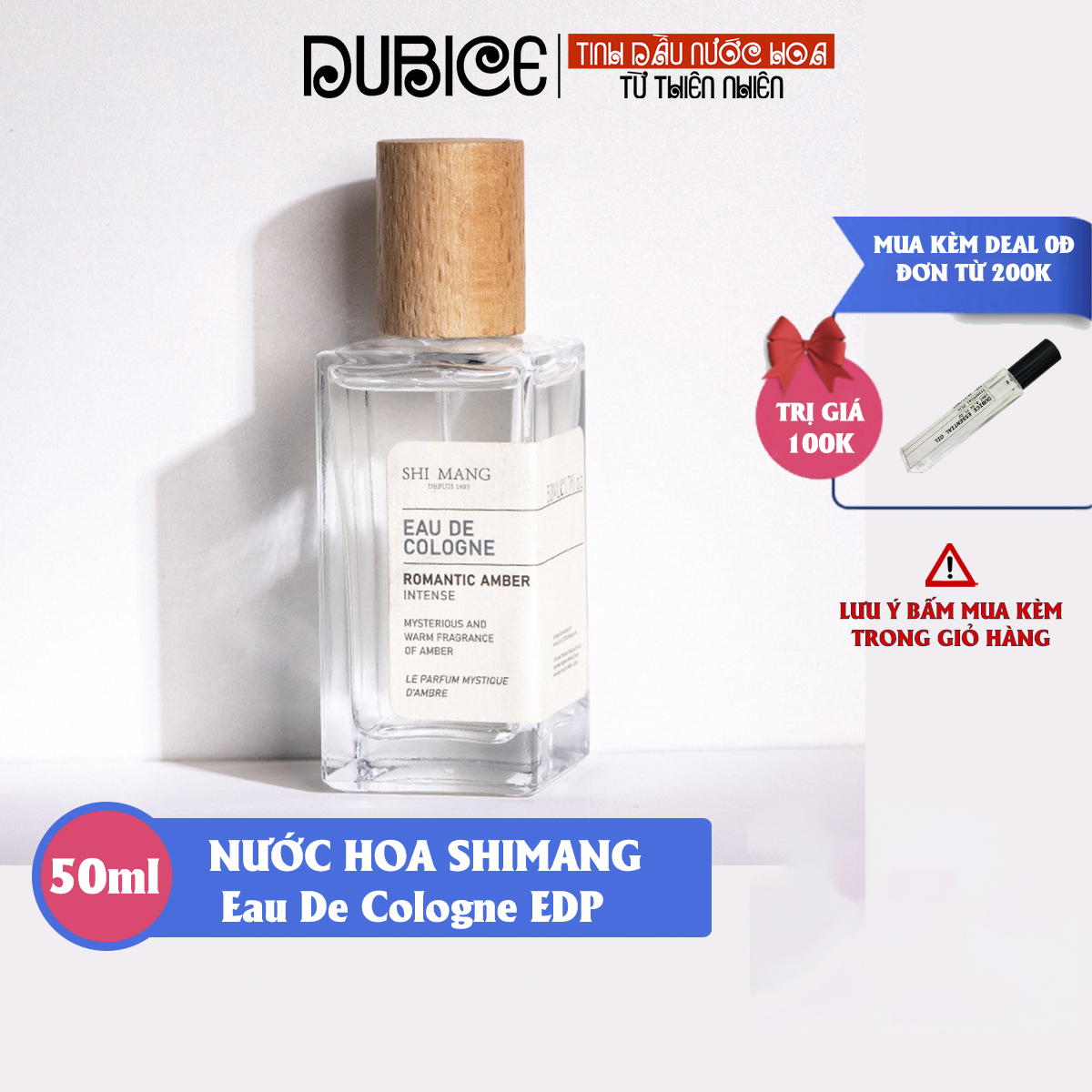 [TPHCM] Nước Hoa Unisex Shimang Bản Cao Cấp Eau De Cologne EDP 50ML - Chai vuông nắp gỗ