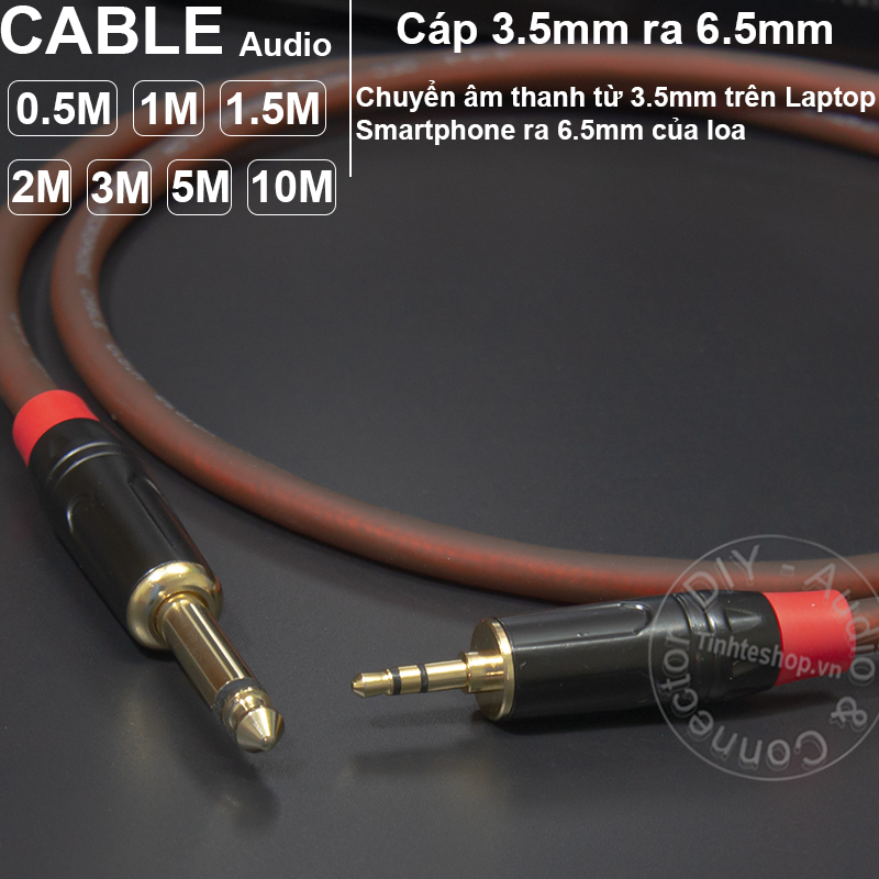 Cáp 3.5mm sang 6.5mm DIY 0.5M đến 5M - Dây 3.5mm stereo sang 6.5mm mono