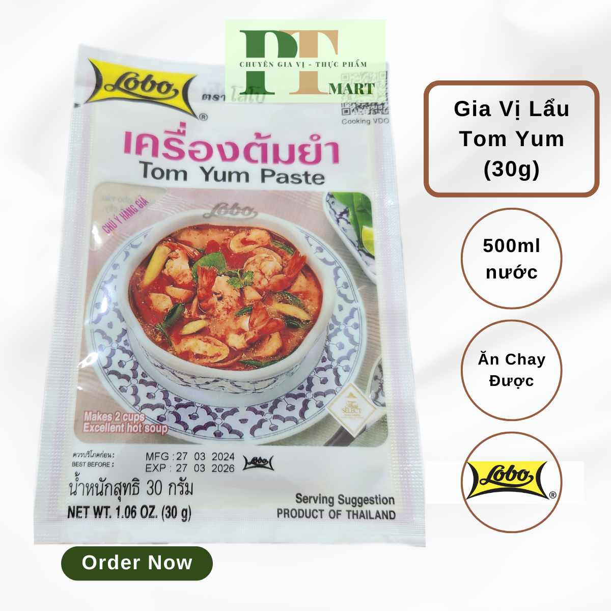 Gia vị Lẩu Thái TomYum Lobo gói 30gr (Lẩu Tom Yum Chua Cay)