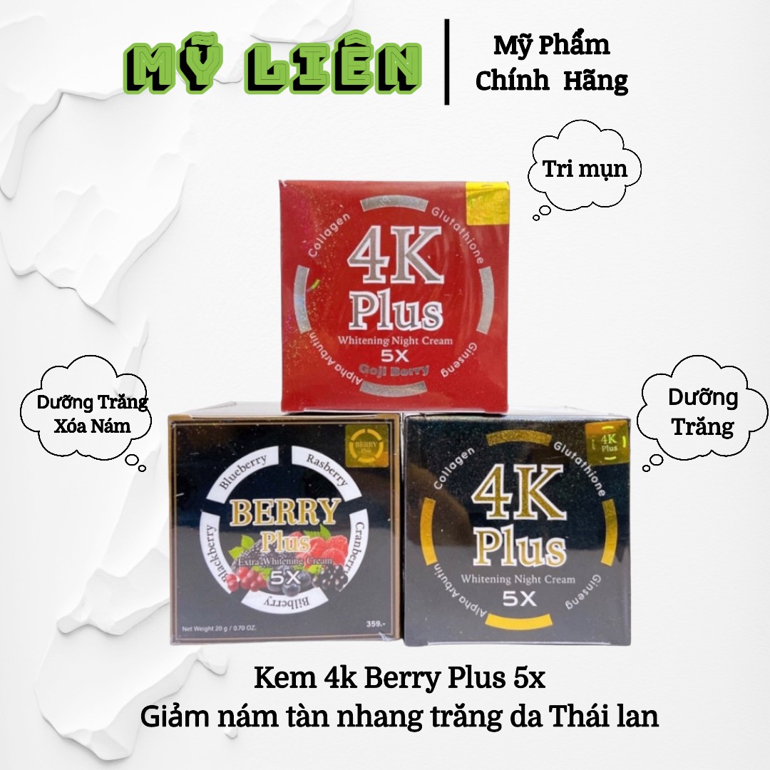 Kem trắng da tri nám 4k - berry trái cây - 4k đỏ - 4k makeup thái lan