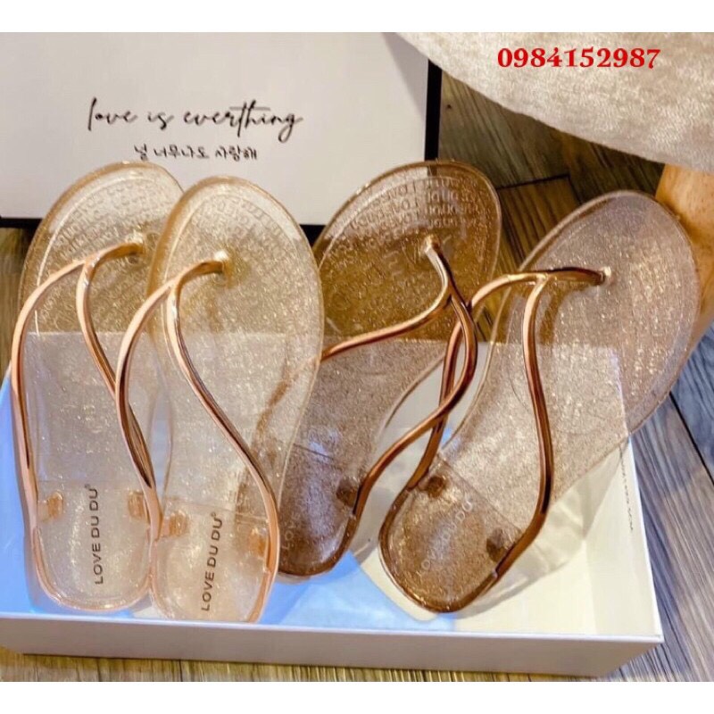 Dép kẹp xỏ ngón nữ trơn kim tuyến đẹp siêu xinh