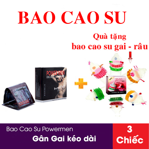 [HCM]Bao cao su Powermen siêu bôi trơn tăng cường độ cảm xúc Powermen dotted hộp 3 chiếc - Lamicare kèm quà tặng bao cao su râu tua