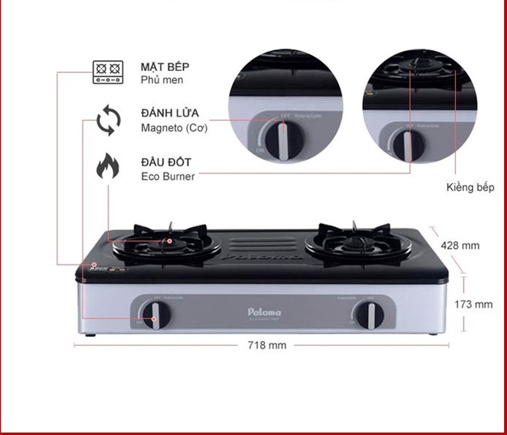 Bếp gas dương paloma pa-v71es pa-v72es sản xuất tại việt nam - hàng chính hãng new 100%