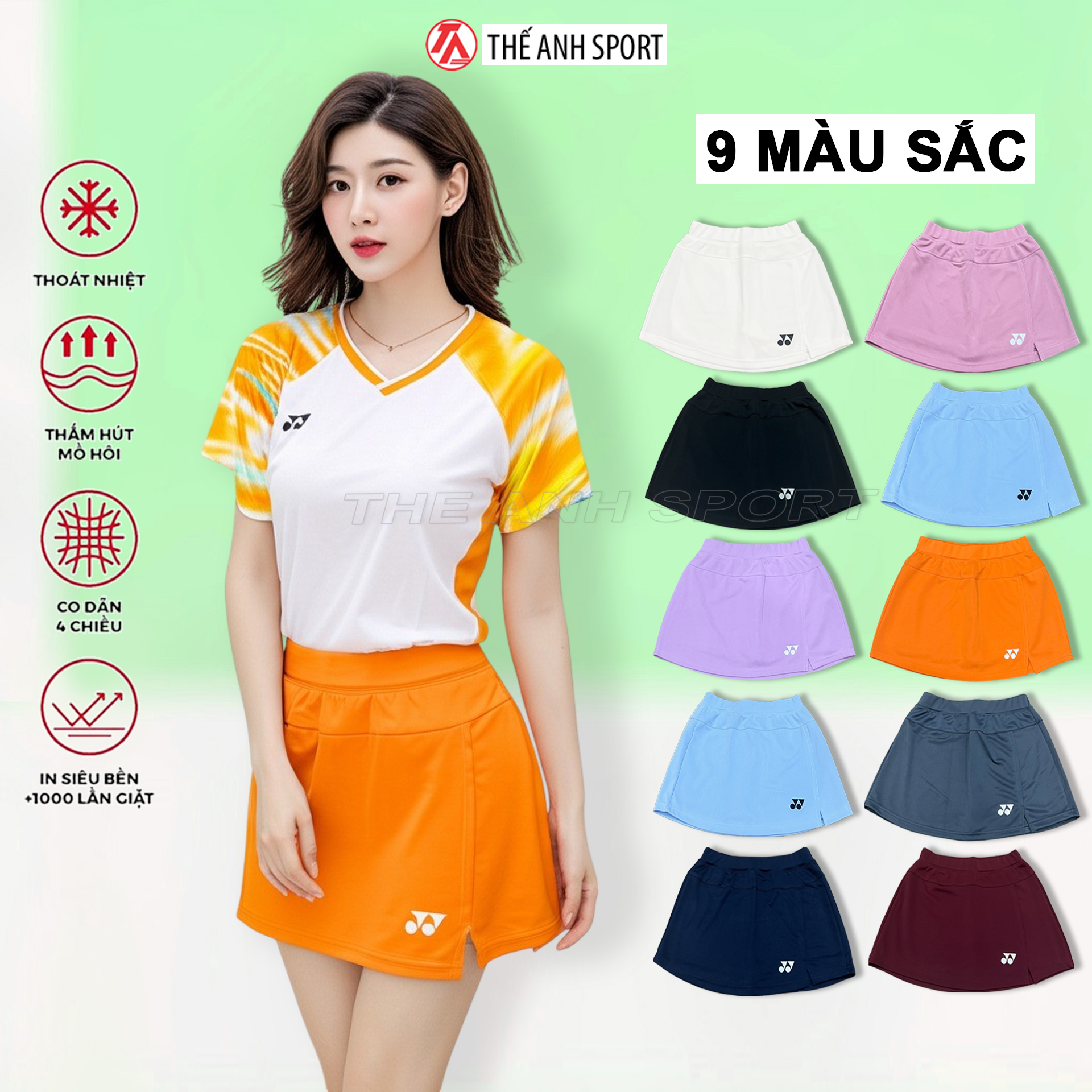 [Hoàn tiền MAX] Váy Cầu Lông Yonex, Váy Thể Thao Nữ Dành Cho Tập Luyện Và Thi Đấu Thể Thao Co Giãn 4 Chiều