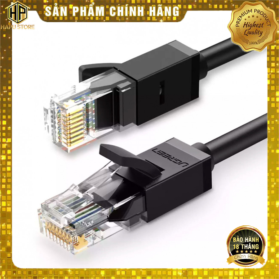 Cáp mạng cat 6 utp nw102 ugreen dài từ 1 đến 5m màu đen chính hãng - hapustore
