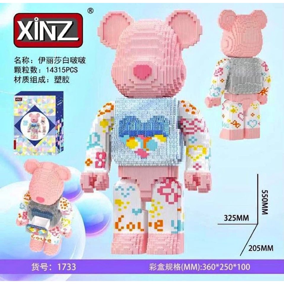 Lego bearbrick 55cm, mô hình lắp ráp gấu bearbrick 55cm chuẩn hãng xinz