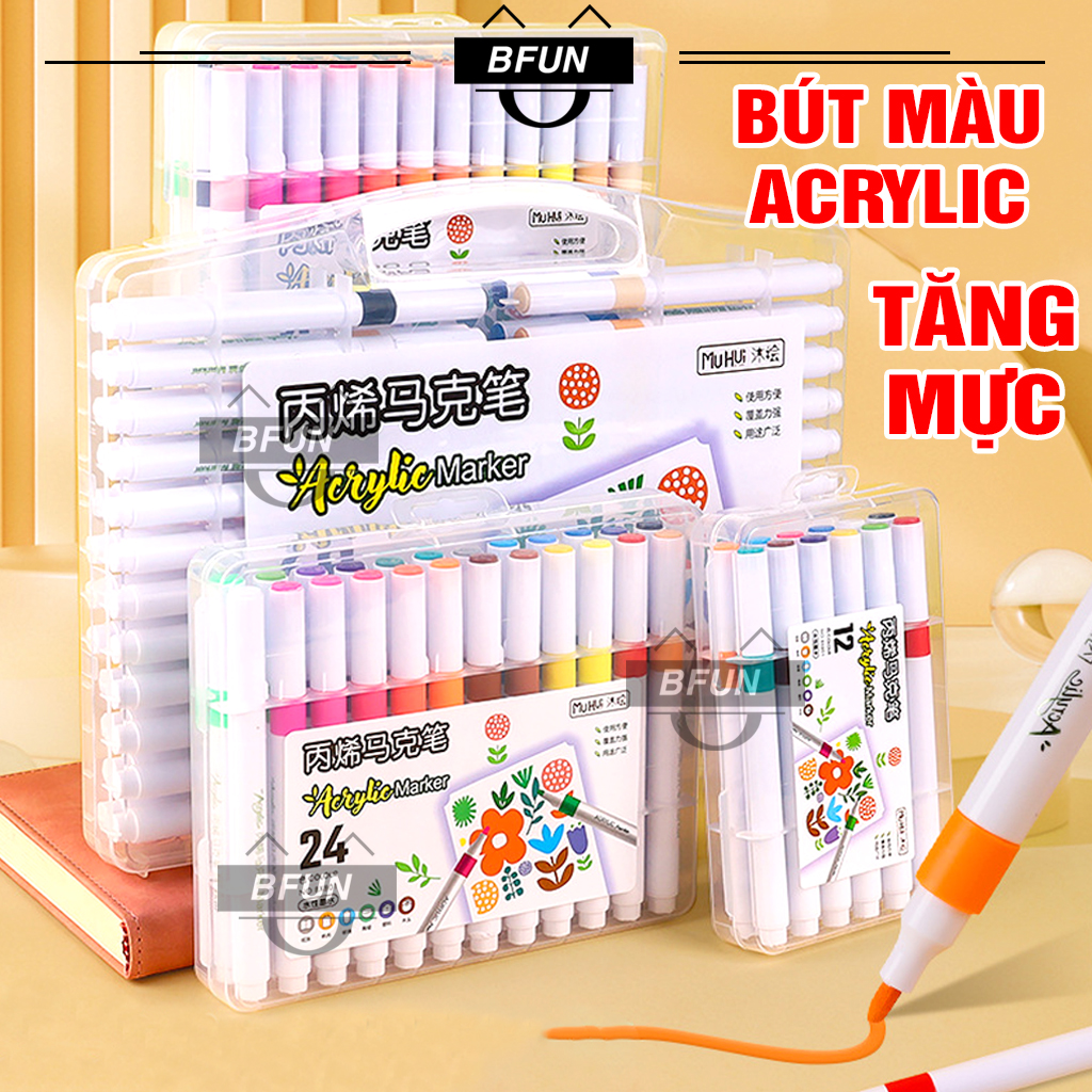 Bút màu nước acrylic 80/60/48/36/24/12 màu vẽ trên mọi chất liệu giấy, giày, chai thủy tinh,.... - bút màu acrylic đồ chơi cho bé / người lớn