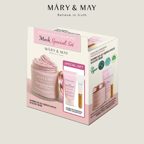 Set mặt nạ đất sét cấp ẩm Vegan Rose Hyaluronic Mask