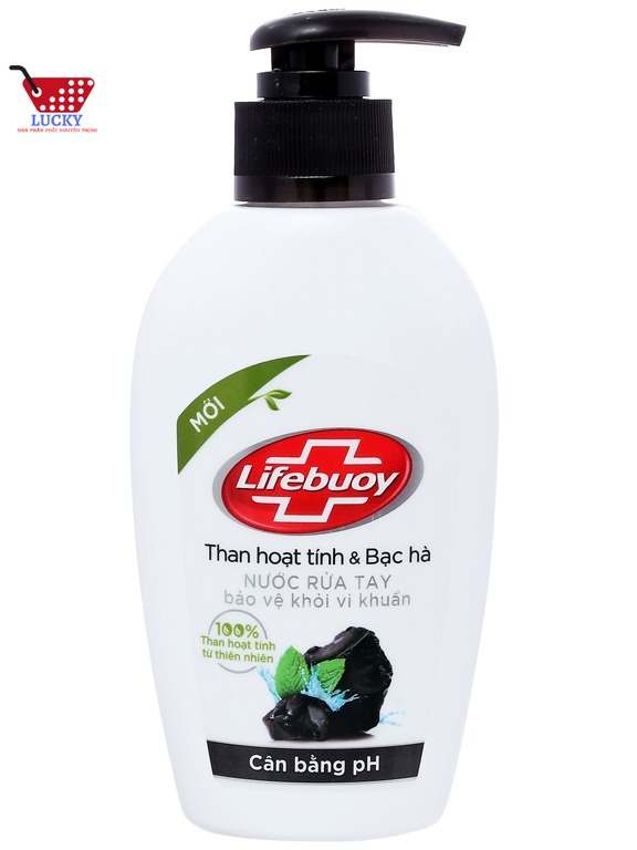 Nước rửa tay Lifebuoy than hoạt tính và bạc hà 177ml