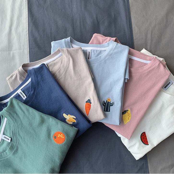 Áo thun nữ tay lỡ đủ size phông form rộng dáng Unisex mặc cặp, nhóm, lớp in hình trái cây