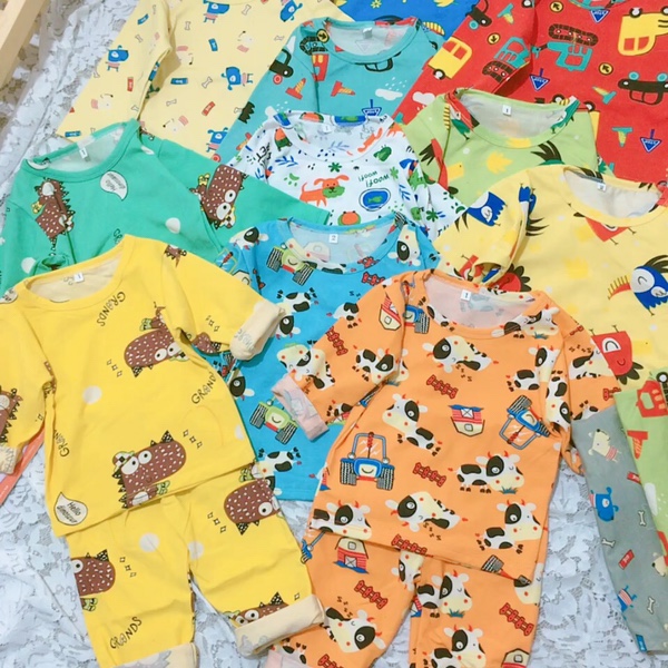 Combo 3bộ cotton dài tay bé trai , bé gái❤️chất cotton 4 chiều họa tiết