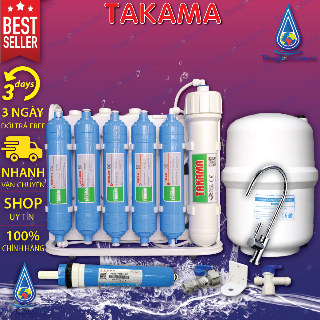 Máy lọc nước không tủ để gầm RO TAKAMA 9 cấp UV siêu nhỏ gọn