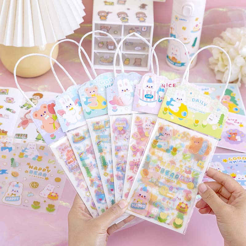 Sticker túi quà tặng 3 tấm HCN phủ nhũ